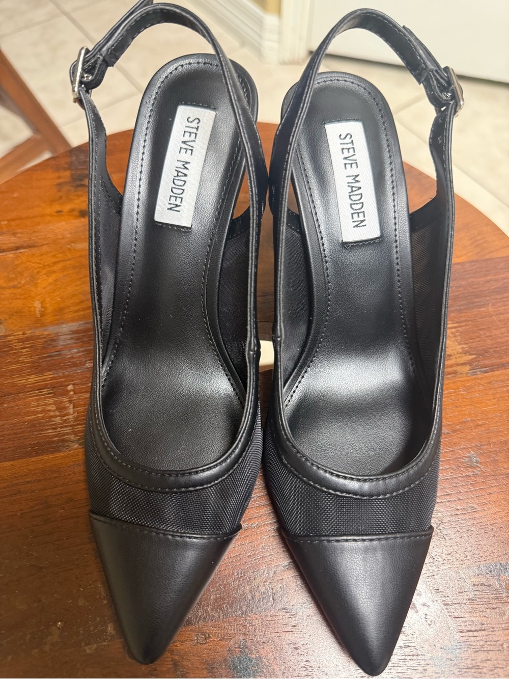 Steve Madden Black Pointed Slingback Heels
